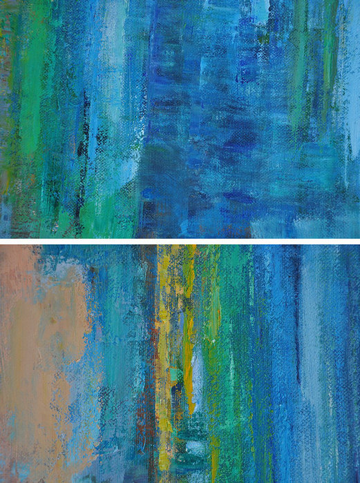 Abstract Landscape Oil Painting,Custom Canvas Wall Art Earthy Yellow ,Blue,Green